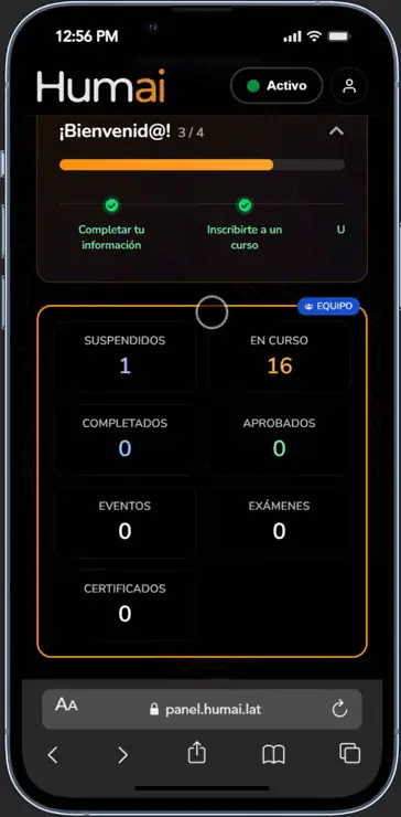 Panel de aprendizaje Humai